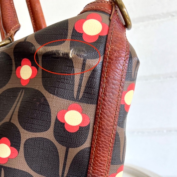 ORLA KIELY Large Coated Canvas Satchel Tote Bag with Leather Handles - Picture 12 of 16